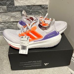 adidas Ultraboost Light White and Orange Athletic Shoes